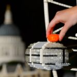 tiny lego pumpkin on lego london eye