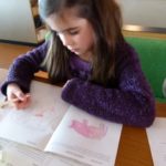 rosie colouring at canteen at the royal festival hall southbank london