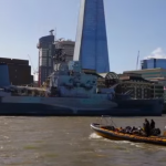 Thames RIB Experience goes past the HMS Belfast and the Shard