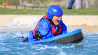 boy tries hydrospeeding Lee Valley Water Sports