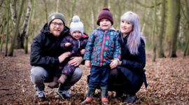 wafflemama and family in woods