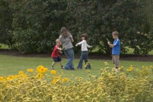 children playing in kew gardens London