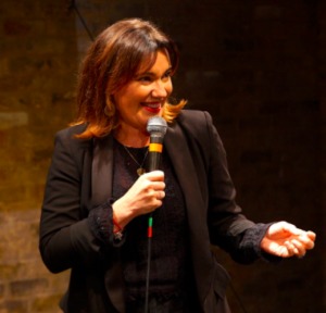 Wendy Wason performing stand-up