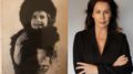 Julie dressed up as a kid next to modern day Julie.