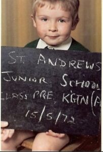 Alex Lowe as a schoolboy