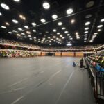 interior of Copper Box stadium with lights and seats