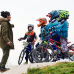 group of kids on the BMX pump track at Lee Valley Velopark