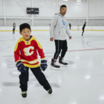 child looking like a great ice skater at LEe Valley Ice Centre