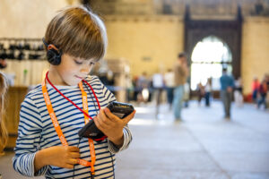 Boy with headphones in westminster