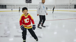 child looking like a great ice skater at LEe Valley Ice Centre