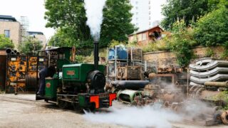 Steam engine outside at the Water & Steam museum